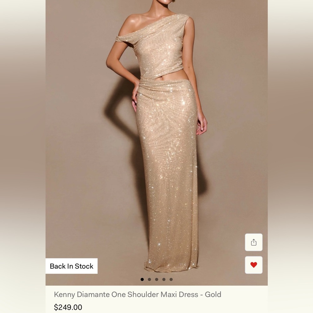 Meshki Kenny Diamante Maxi Dress Gold size M